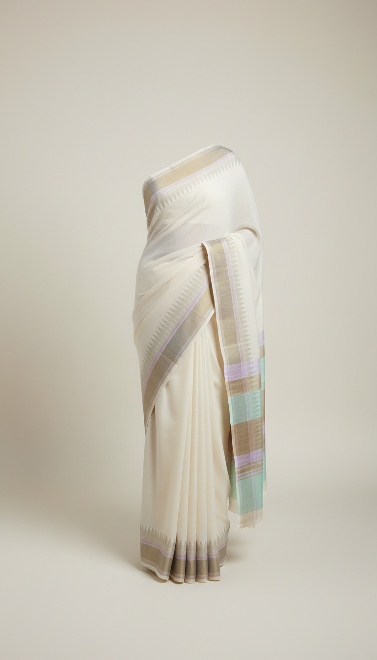 Ivory Mist georgette saree