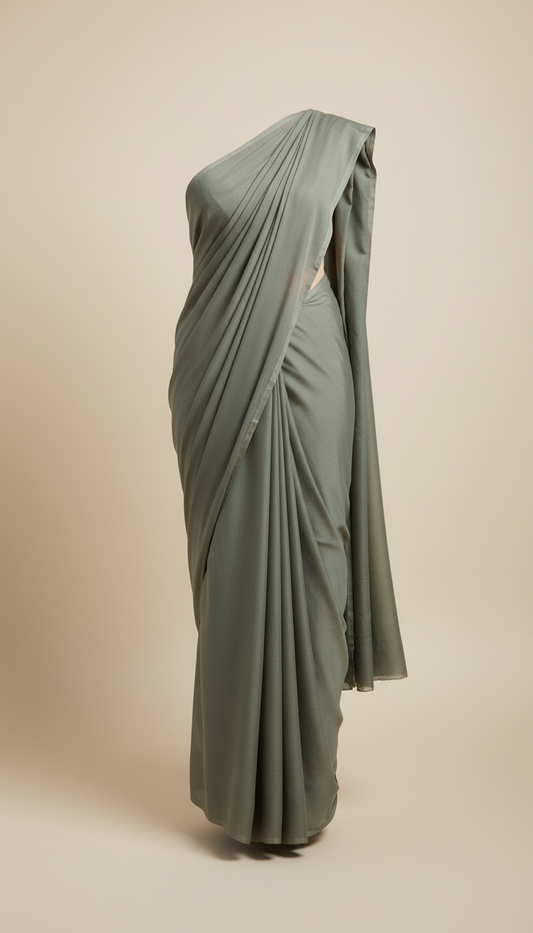 Slate olive crepe saree