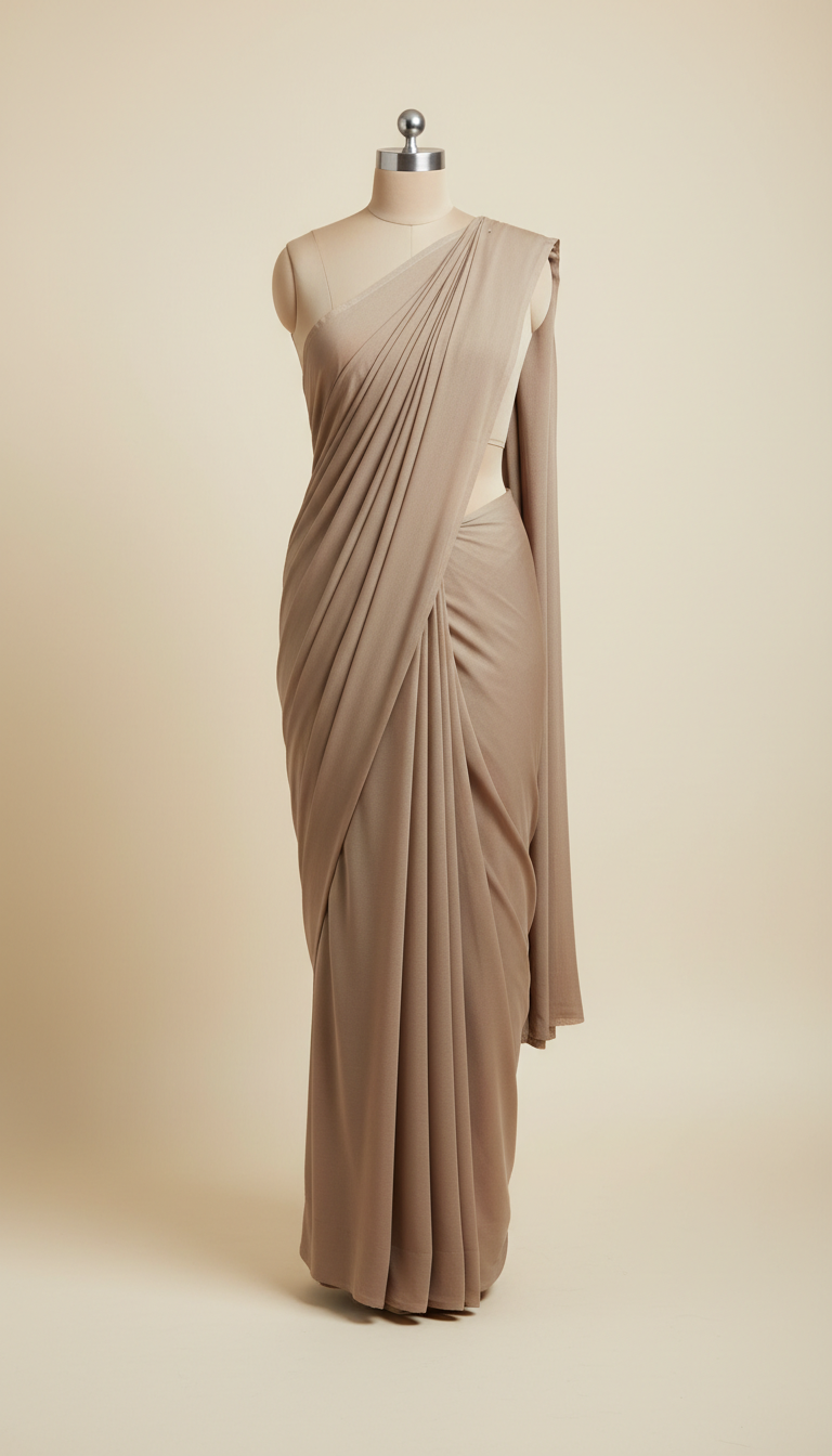 Desert taupe pre-stitched saree