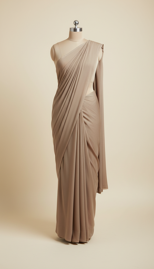 Desert taupe pre-stitched saree